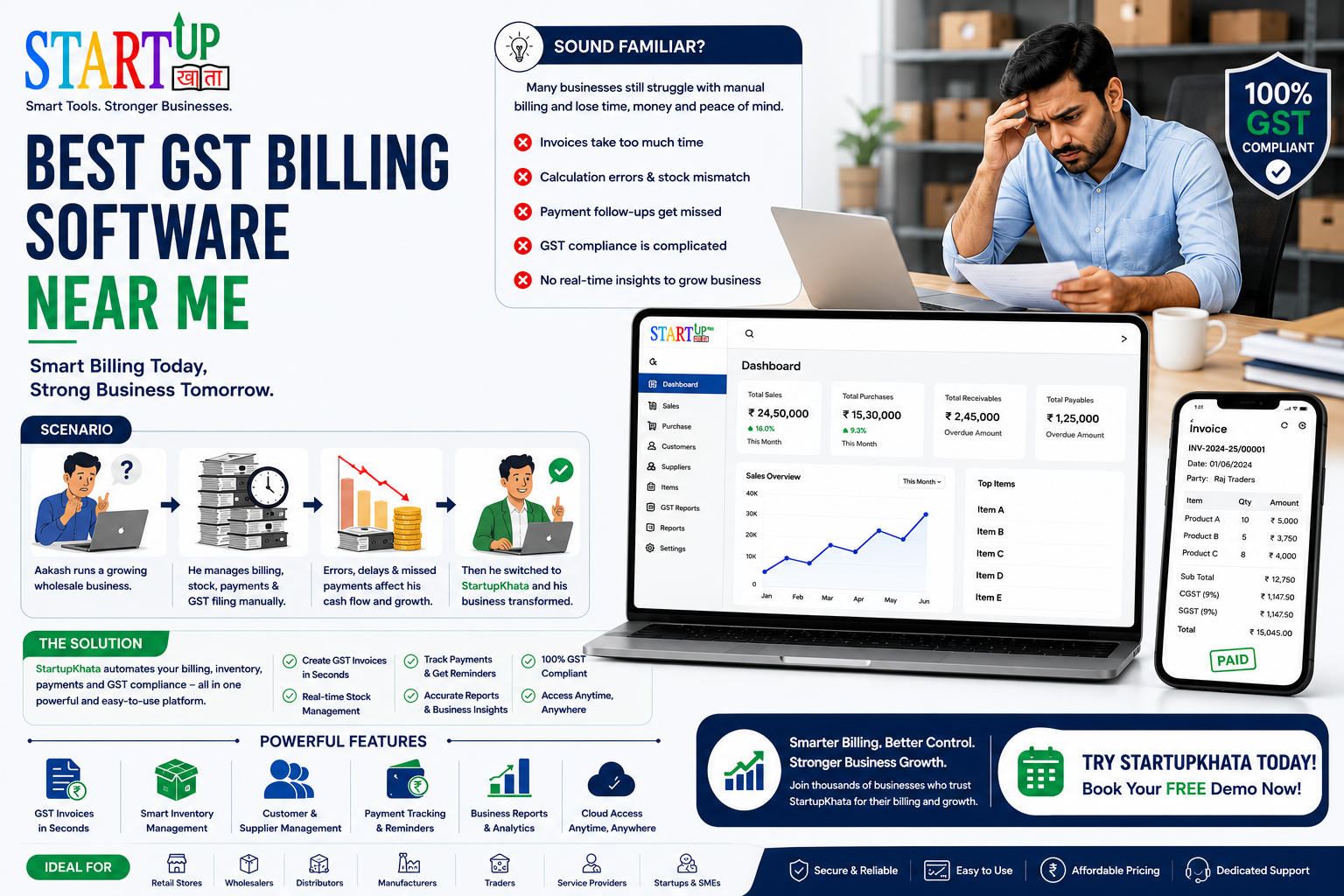 Best GST Billing Software Near Me – Easy & GST Compliant | startupkhata